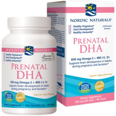 Prenatal DHA - 830 MG Omega-3 + 400 IU Vitamin D3 (90 Softgels)