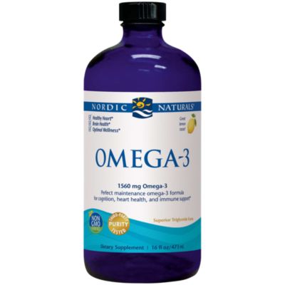 Omega-3 Liquid for Cognition, Heart Health & Immune Support - 1,560 MG - Lemon (16 fl oz)