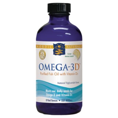 Omega-3D Liquid - Purified Fish Oil with Vitamin D3 - 1,725 MG Omega-3s - Lemon (8 Fluid Ounces)