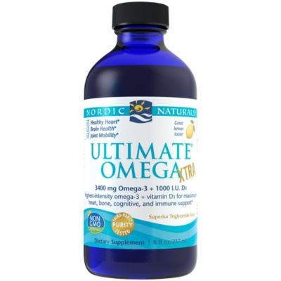 Ultimate Omega Liquid Extra - 3,400 MG Omega-3s + 1,000 IU Vitamin D3 - Lemon (8 Fluid Ounces)
