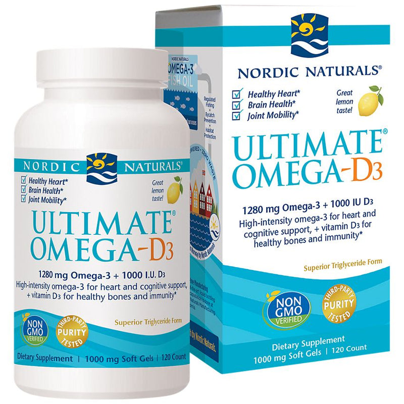 Ultimate Omega-D3 - 1,280 MG Omega-3s + 1,000 IU Vitamin D3 - Lemon (60 Softgels)