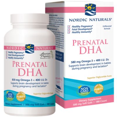 Prenatal DHA - 580 MG Omega-3 + 400 IU Vitamin D3 (180 Softgels)