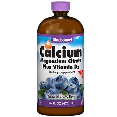 Liquid Calcium Magnesium Citrate + Vitamin D3 - Blueberry (16 Fluid Ounces)
