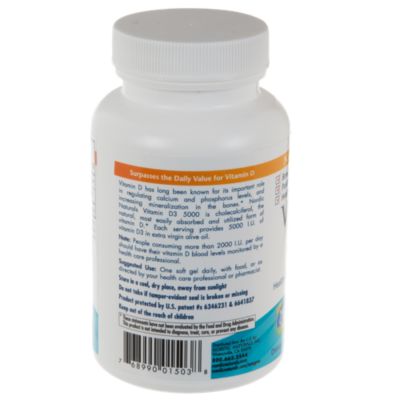 Vitamin D3 - Healthy Bones, Mood & Immune System Function - 5,000 IU - Orange (120 Softgels)