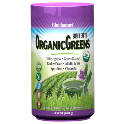 Organic Super Earth Greens Powder with Spirulina & Chlorella (60 Servings)