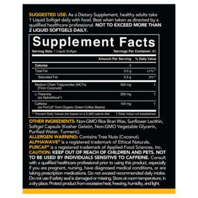 L-theanine & Caffeine Focused Energy with MCT Oil (60 Softgels)