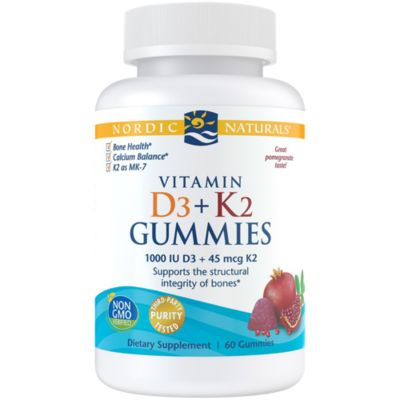 Vitamin D3 + K2 Gummies - Supports Bone Health & Structure - Pomegranate (60 Gummies)