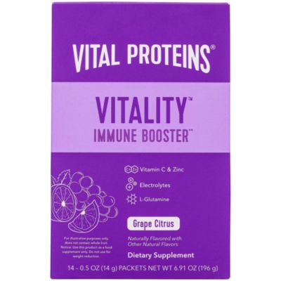 Vitality Immune Booster with Electrolytes, Vitamin C & Zinc - Grape Citrus (14 Packets, 0.5 oz. each)