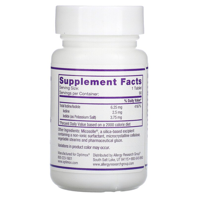 Optimox, Iodoral, IOD, 6.25 mg, 90 Scored Tablets