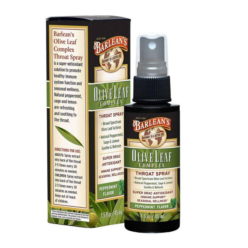 Barlean's Olive Leaf Complex Throat Spray Peppermint Flavor 1.5oz