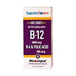 Superior Source No Shot Vitamin B12 B6 & Folic Acid 60 tablets
