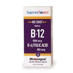 Superior Source No Shot Triple Vitamin B12 B6 & Folic Acid 30 sublinguals