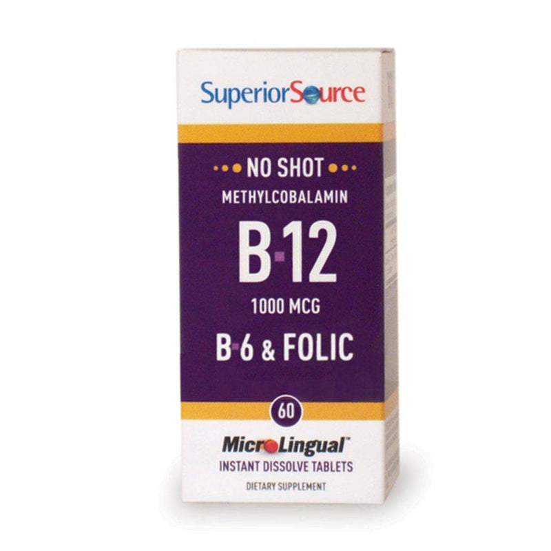 Superior Source No Shot Methylcobalamin Vitamin B12 B6 & Folic 60 tablets