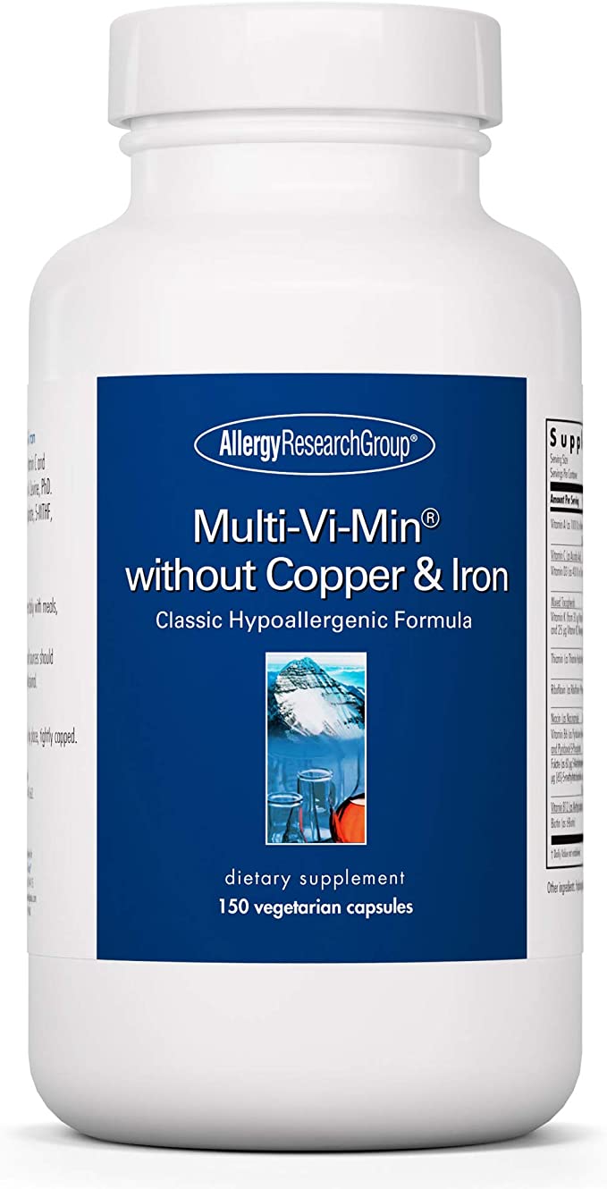 Allergy Research Group - Multi-Vi-Min Without Copper and Iron - Hypoallergenic - 150 Vegetarian Capsules