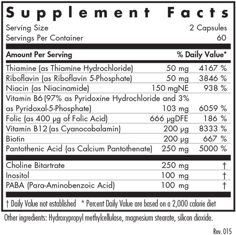 Allergy Research Group - Super Vitamin B - Hypoallergenic, B Complex - 120 Vegetarian Capsules
