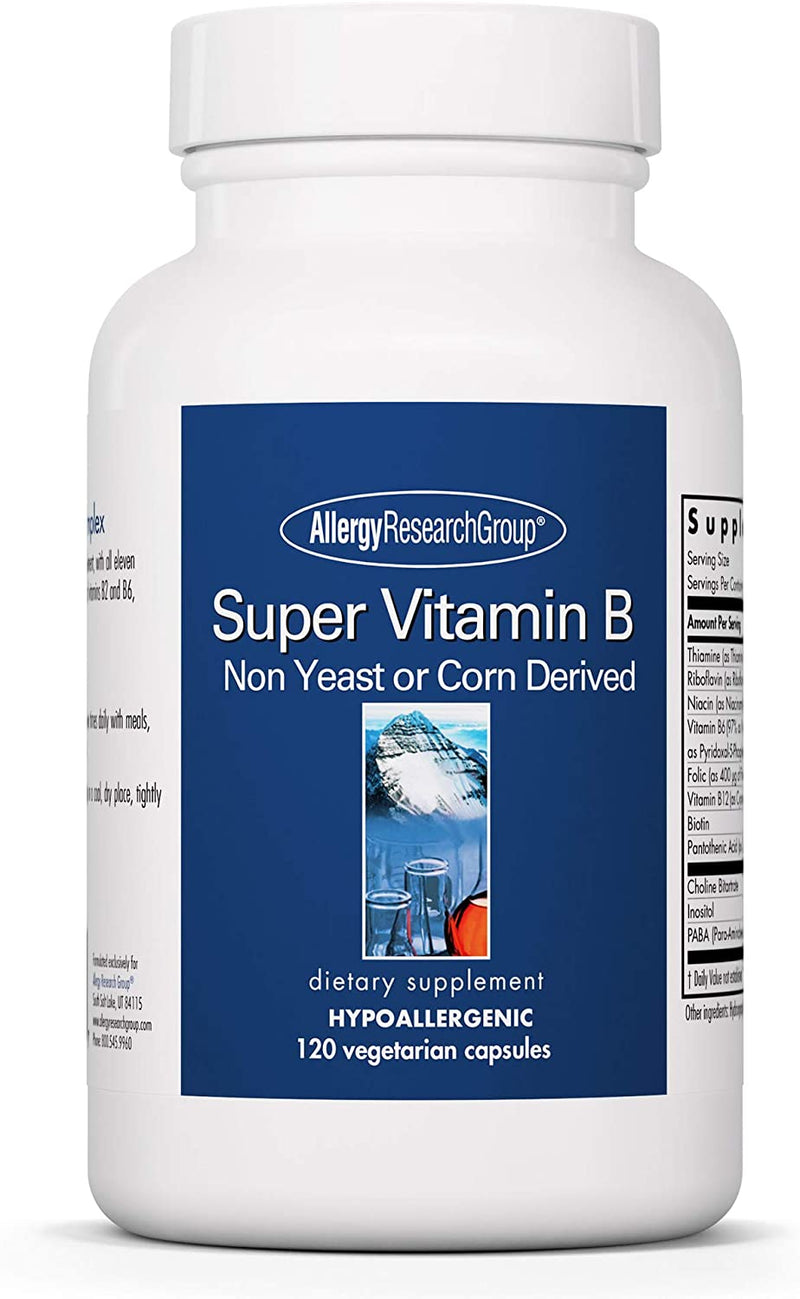 Allergy Research Group - Super Vitamin B - Hypoallergenic, B Complex - 120 Vegetarian Capsules