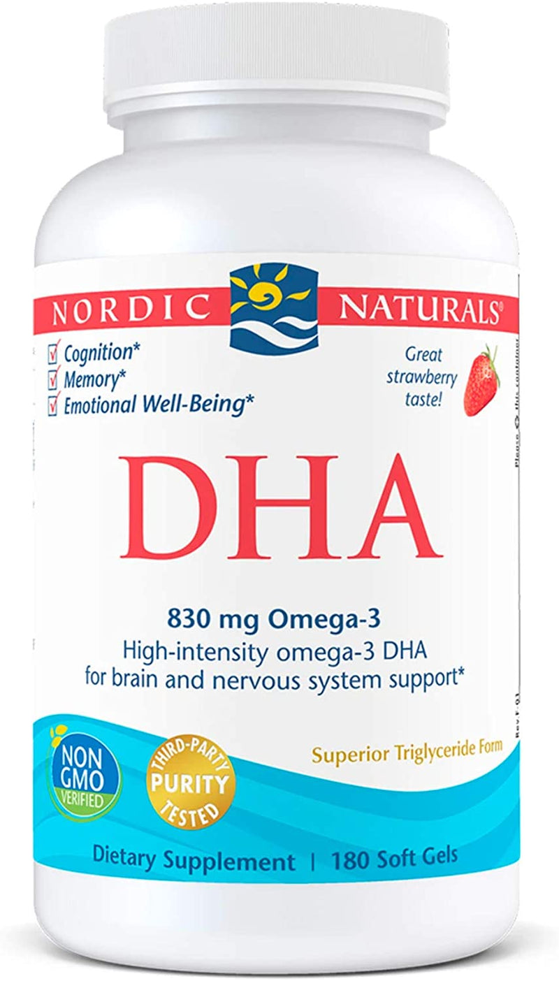Nordic Naturals DHA, Strawberry - 180 Soft Gels - 830 mg Omega-3