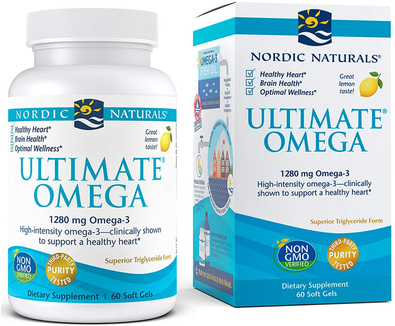 Nordic Naturals Ultimate Omega, Lemon Flavor - 1280 mg Omega-3 - 60 Soft Gels