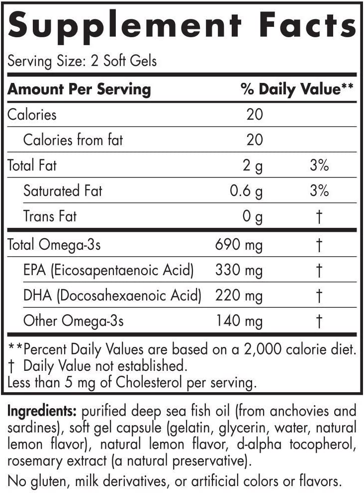 Nordic Naturals Omega-3 Formula Softgels, Lemon, 60 ct