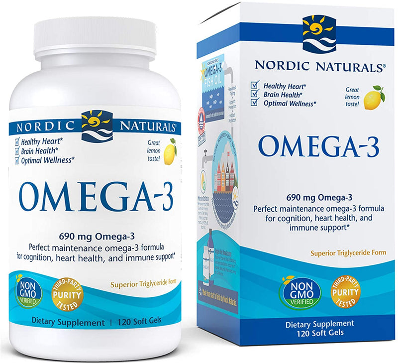 Nordic Naturals Omega-3, Lemon Flavor - 690 mg Omega-3 - 120 Soft Gels
