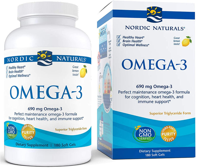 Nordic Naturals Omega-3, Lemon Flavor - 690 mg Omega-3-180 Soft Gels