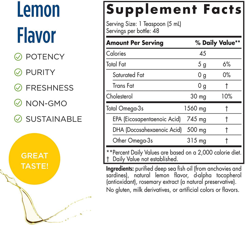 Nordic Naturals Omega-3, Lemon Flavor - 1560 mg Omega-3-8 oz