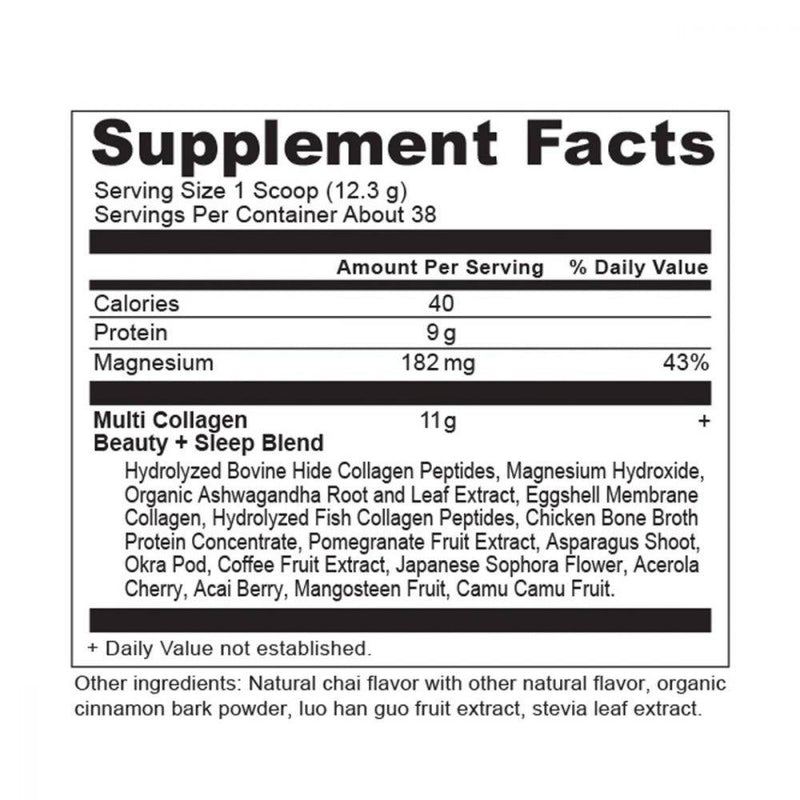 Ancient Nutrition Multi Collagen Protein Beauty + Sleep - Vanilla Chai 16.5oz