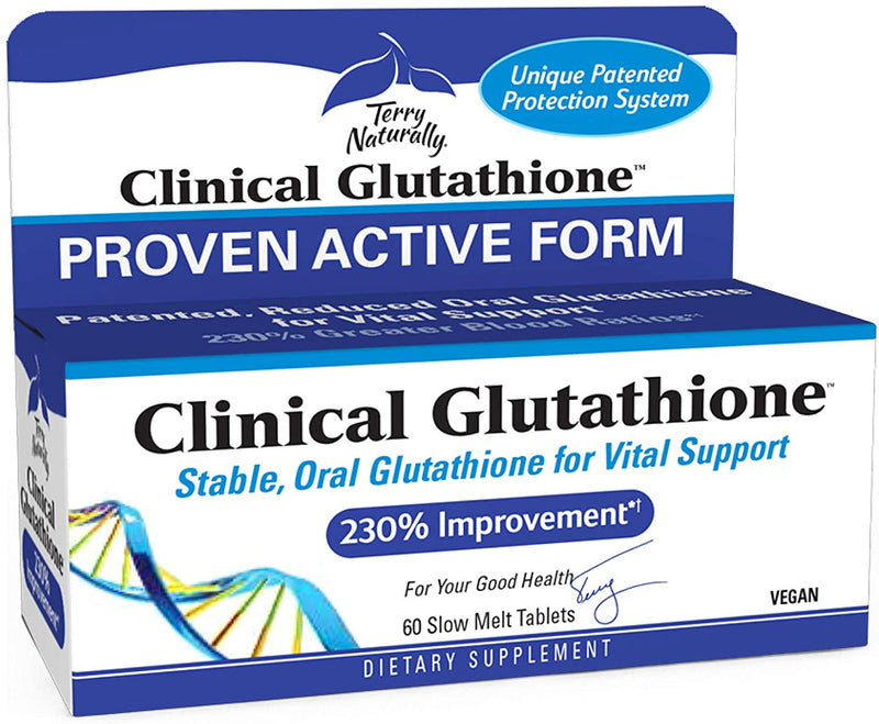Terry Naturally Clinical Glutathione - 300mg L-Glutathione - Stable Glutathione Supplement, Antioxidant - 60 Slow-Melt Tablets (30 Servings)