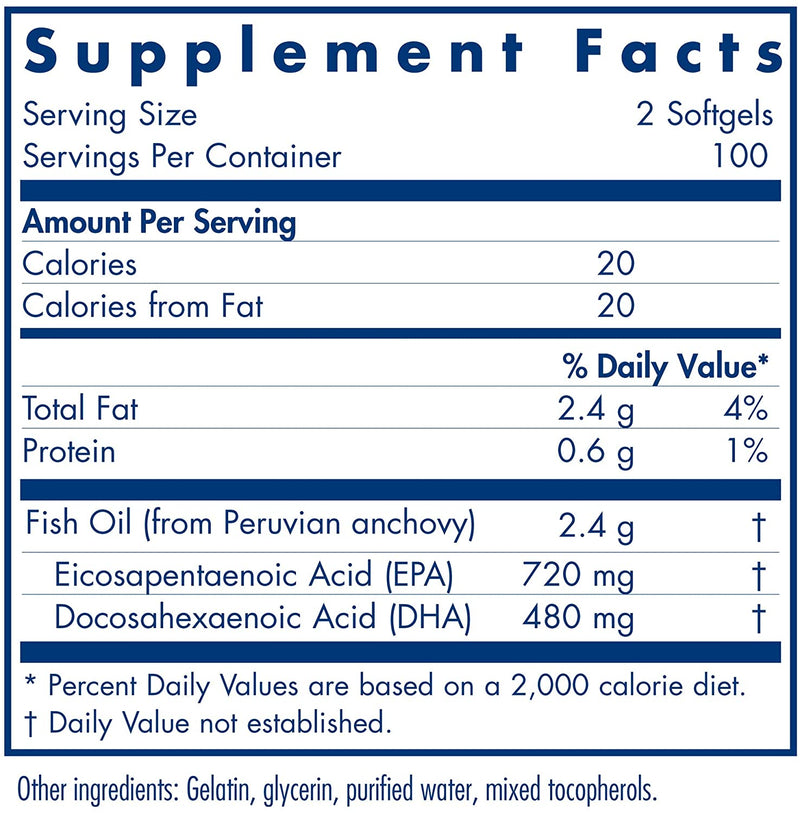 Allergy Research Group - Super EPA - Omega 3 Fish Oil, Sustainably-Sourced Anchovies - 200 Softgels