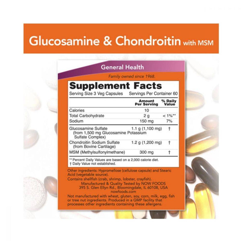 NOW Glucosamine & Chondroitin with MSM 180 capsules