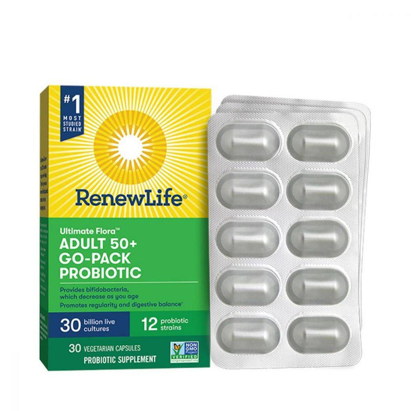 Renew Life Ultimate Flora Adult 50+ Probiotic Go Pack 30 Billion 30 vcaps