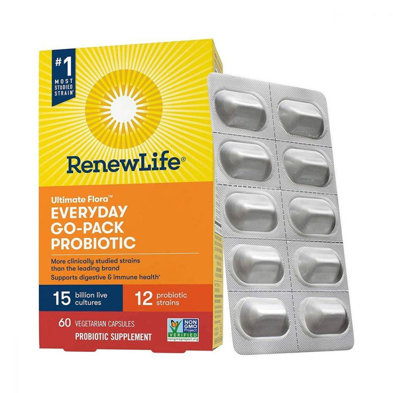 Renew Life Ultimate Flora Everyday Probiotic Go Pack 15 Billion 60 vcaps
