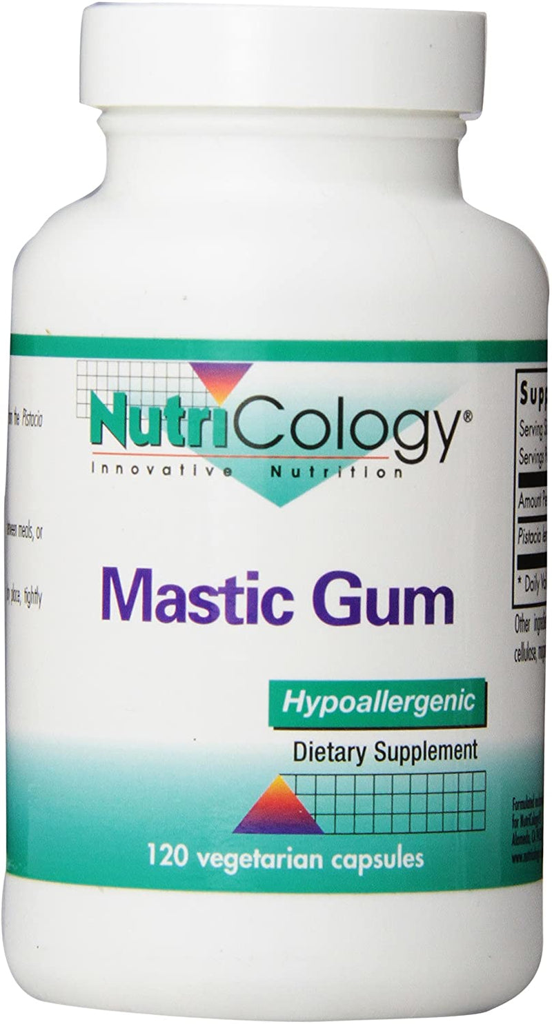 NutriCology Mastic Gum - Authentic Chios Mastiha - GI Health, Metabolism - 120 Vegetarian Capsules