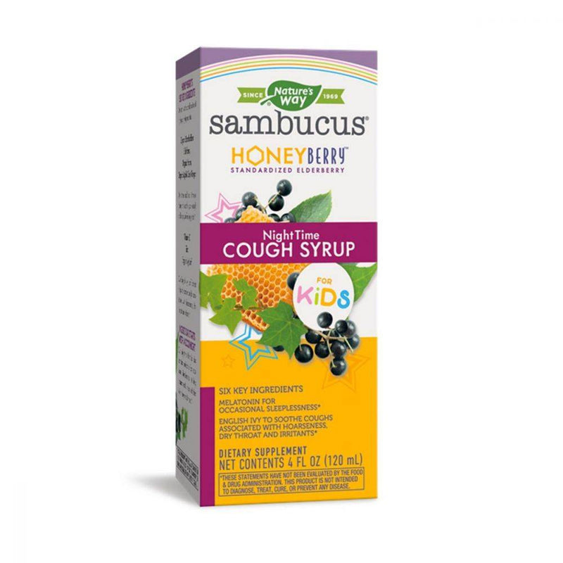 Nature's Way Sambucus HoneyBerry Nighttime Cough Syrup for Kids 4oz