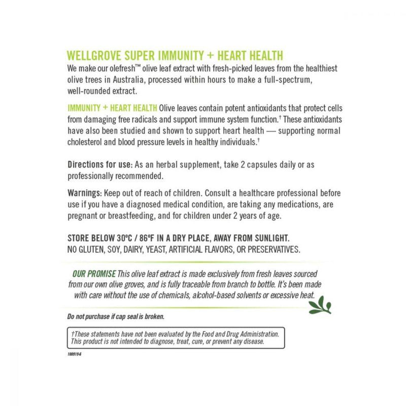 Wellgrove Health Super Immunity+ Olive Leaf Extract 60 capsules