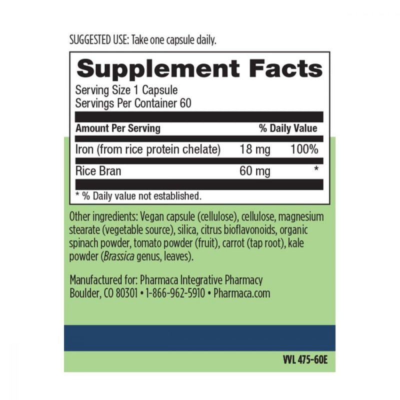 Pharmaca Whole Food Essentials Iron 18mg 60 vcaps