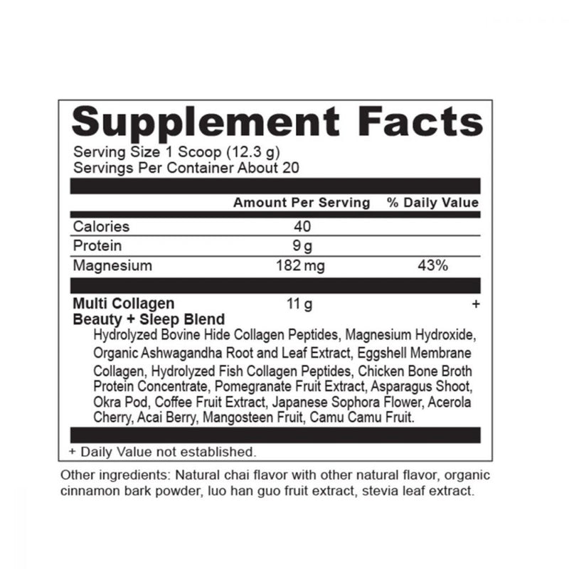 Ancient Nutrition Multi Collagen Protein Beauty + Sleep - Vanilla Chai 8.7oz