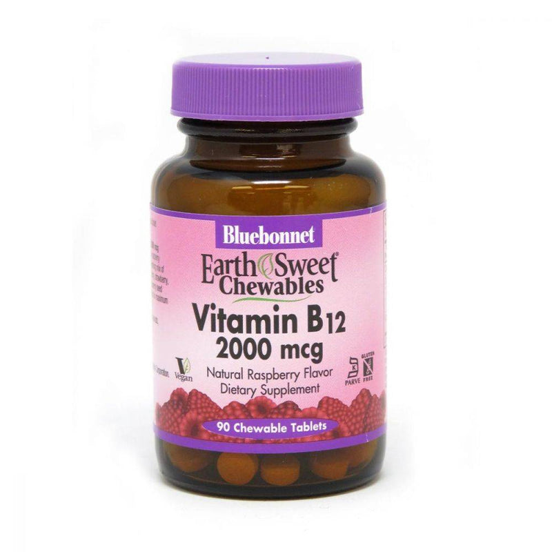 Bluebonnet Earth Sweet Chewable Vitamin B-12 2000 mcg 90 Raspberry Chewable Tabs